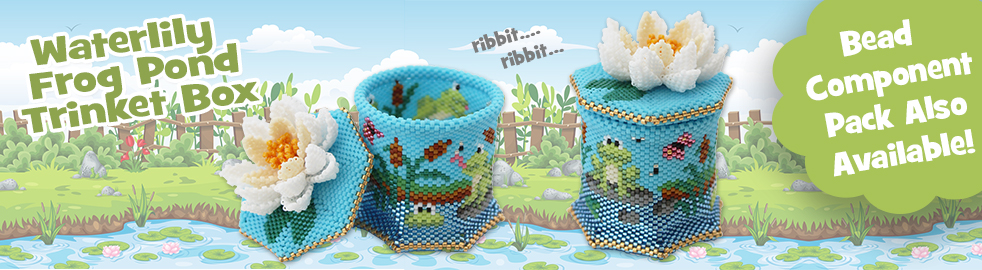 ThreadABead 3D Waterlily Frog Pond Trinket Box Bead Pattern