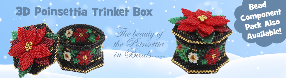 ThreadABead Poinsettia Trinket Box Bead Component Pack