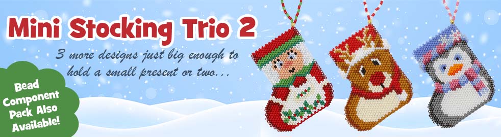 ThreadABead Mini Trio of Christmas Beadwork Stockings Set 2 Bead Patterns