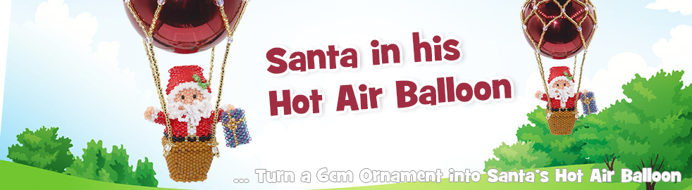 ThreadABead Santa in his Hot Air Balloon Ornament Cover Bead Pattern