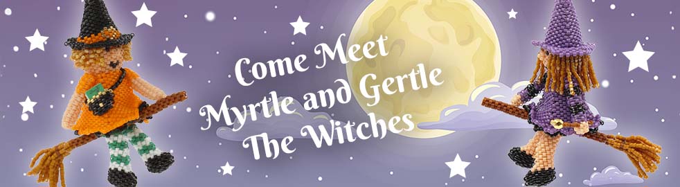 ThreadABead Myrtle and Gertle the 3D beaded Witches Bead Component Pack