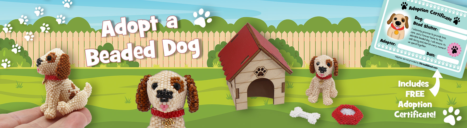 Adopt A Beaded Dog Wood Dog House